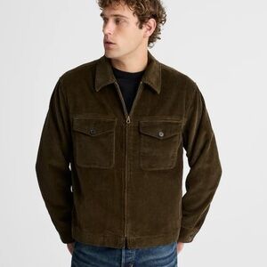 Madewell Men's Green Zip-Front in Corduroy Jacket - L